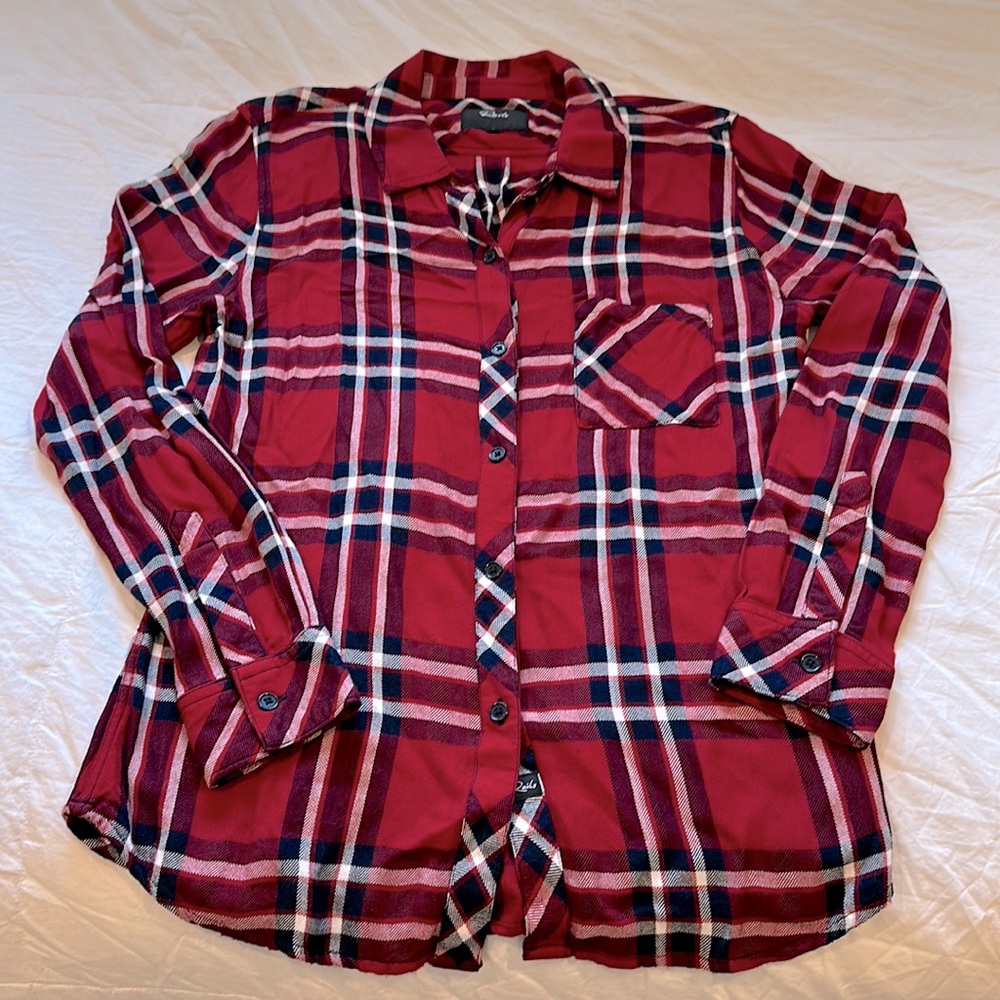 Rails Button Down Shirt. Red/Black/White Plaid. S… - image 1